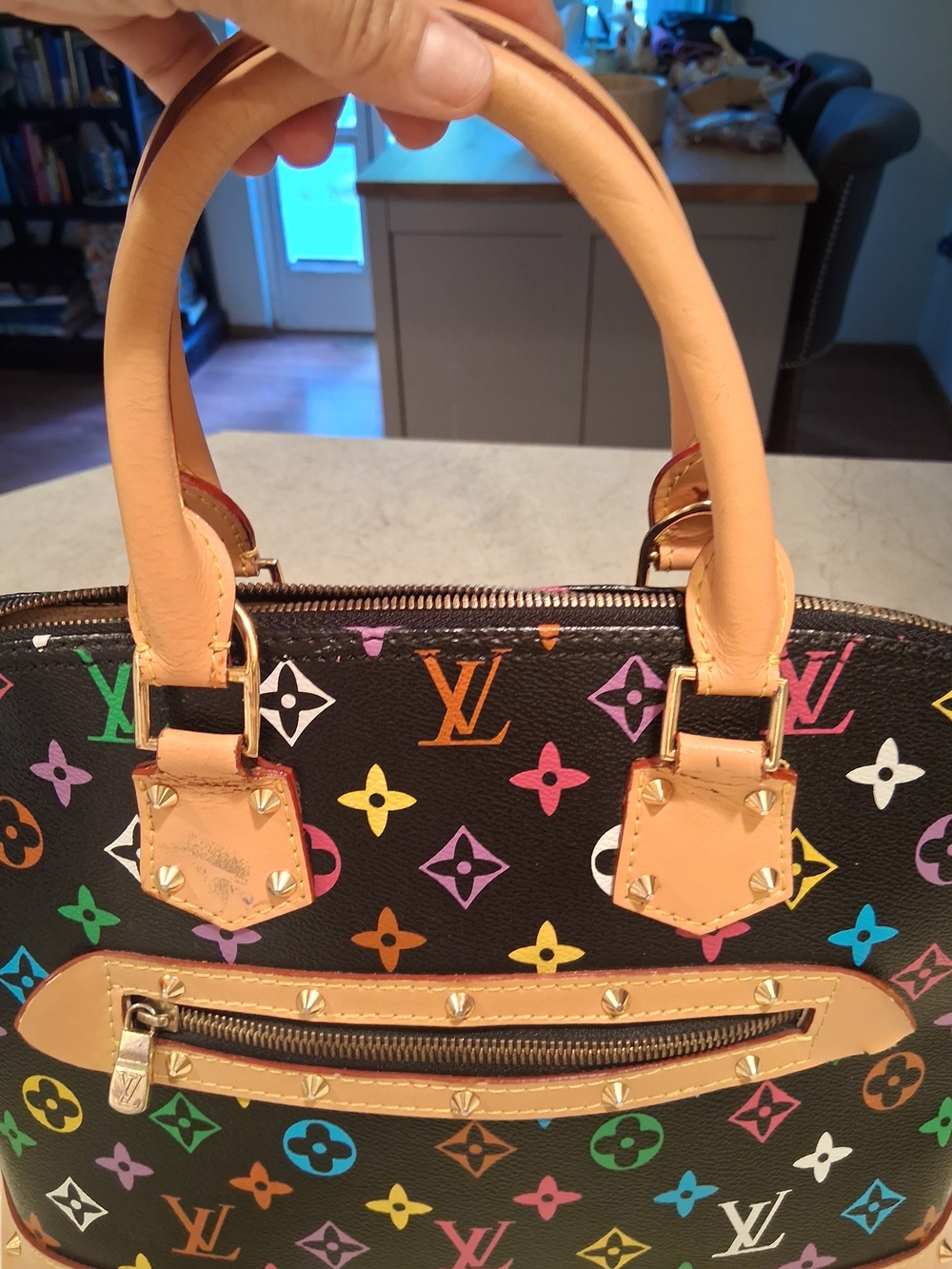 Louis Vuitton Black Murakami Multicolor Monogram Alma with Natural Leather Trim - Picture 14 of 16